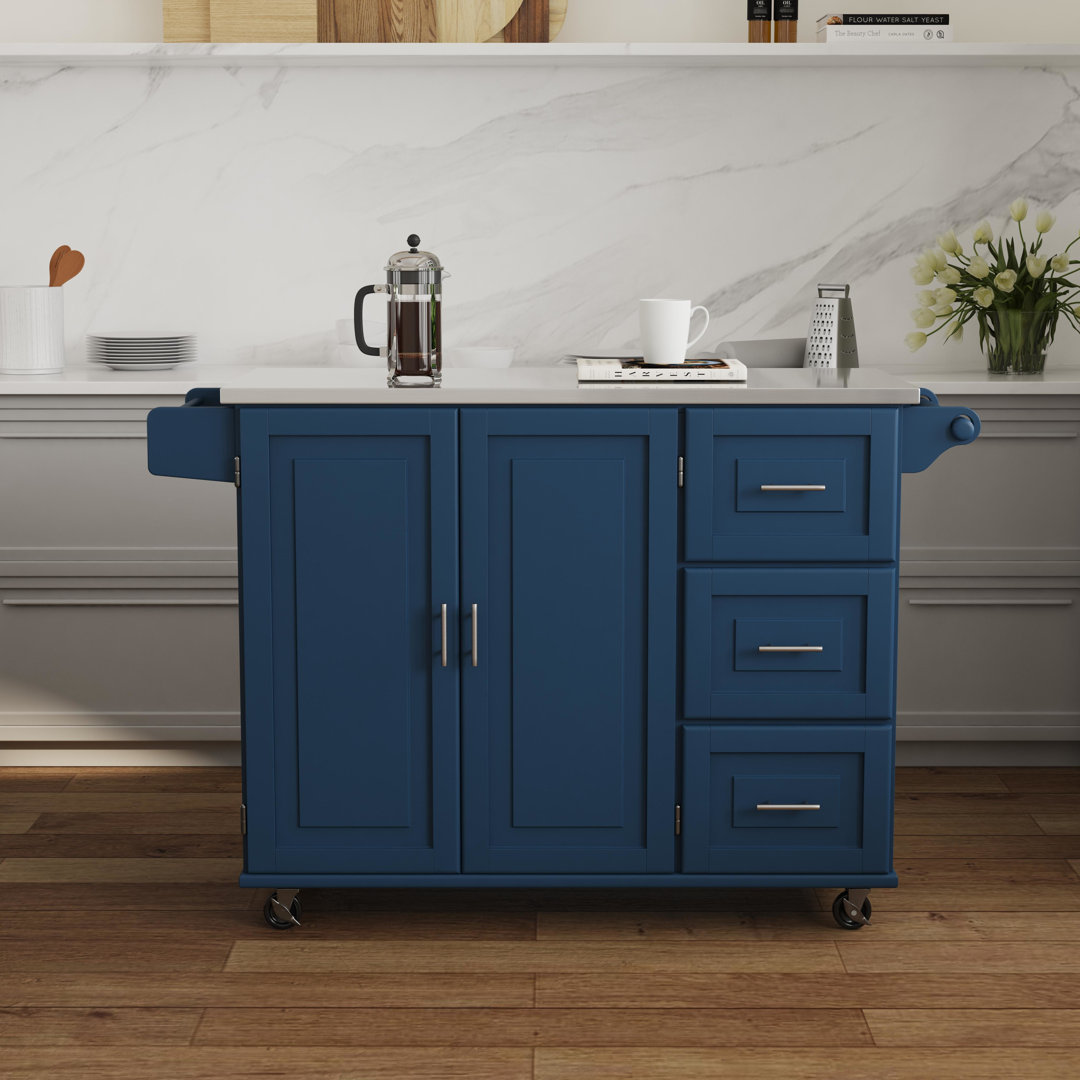 Arlonda 53.5" W Solid Wood Top Kitchen Cart
